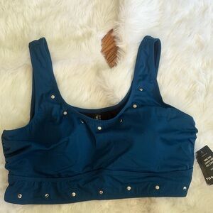 Torrid Blue Sports Bra with Silver Accents